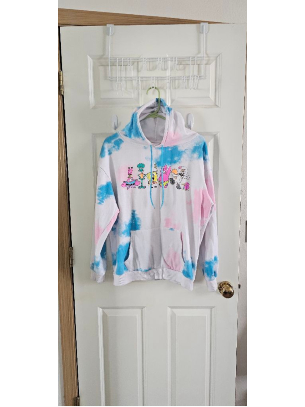 Women's‎ Nickelodeon Spongebob Tie-Dye Hoodie M White Blue Pink